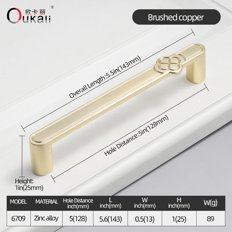 Oukali Modern Furniture Cabinet Handle Wardrobe Pulls Handles Zinc 128mm Drawer Dresser Cupboard Handle