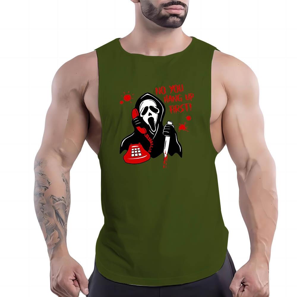Sommer Herren Fitness Outdoor Sport Rundhalsweste Totenkopfmuster 2D Gedruckt Jugend Trend Atmungsaktives Ärmelloses Shirt