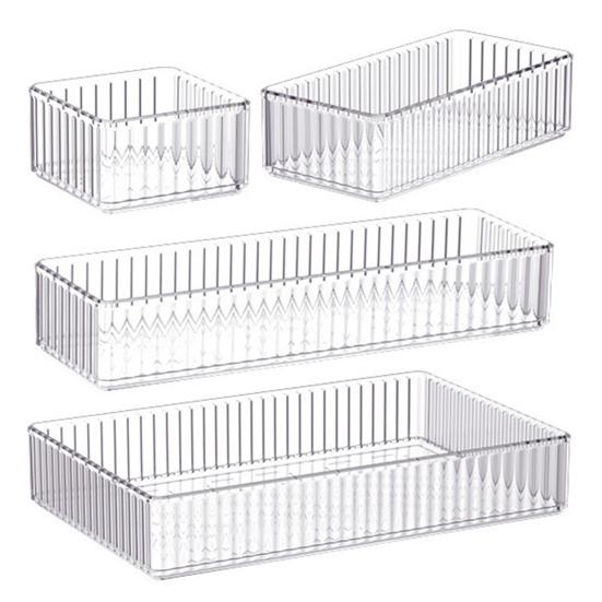 Drawer Divider Storage Box Clear Bathroom And Vanity Drawer Organizer Tray Drawer Storage Bin for Makeup Brushes Lipstick Cosmetics Kitchen Utensils