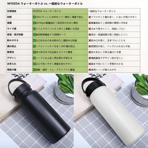 MYEEDA 500ml Stainless Steel Thermos Mug, Easy To Clean, Coffee Water Bottle, Stylish, Lightweight, Sports, with Handle, Insulated Water Bottle, Styli