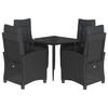 VidaXL Garden Dining Set Cushions 5pcs Black Wicker 3212744