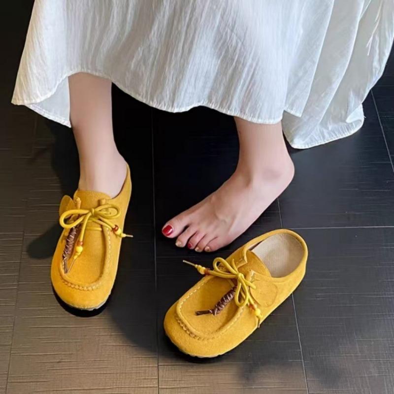 Thick-soled inner height-increasing bag head half slippers women's outer wear autumn new one-pedal Boken slippers