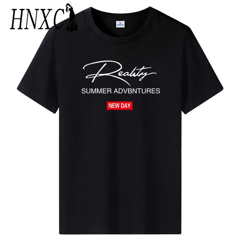 HNXC Cotton Short Sleeve T-shirt Men's Fashion Loose Half Sleeve Shirt Printed Compassionate Shirt