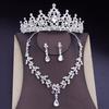 Water Drop Crystal Bridal Jewelry Sets Women Bride Tiara Crowns Earring Necklace Set Princess Wedding Dress Jewelry Accessories