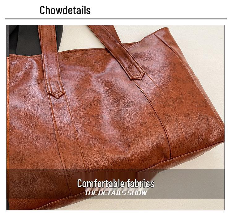 High-End Retro Tote Bag: Stylish, Large Capacity Shoulder Handbag for Commuting