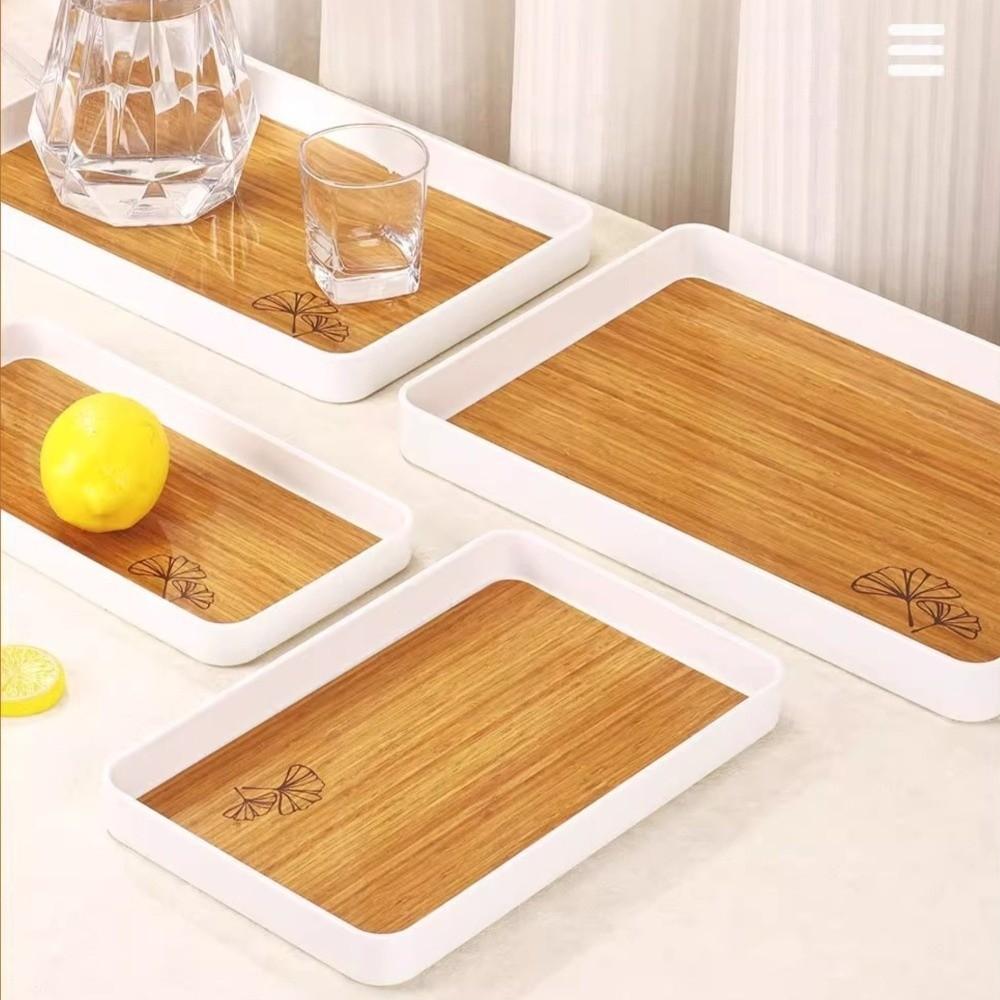 Imitation Wood Grain Storage Tray Stackable Dessert Fruit Tray Food Serving Tray Restaurant Table