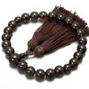 Men's Buddhist Prayer Beads, Kyoto Style, 22 Brown Crystal Beads, Artificial Silk Tassel, Suitable for All Sects, Informal Funerals, Buddhist Altar