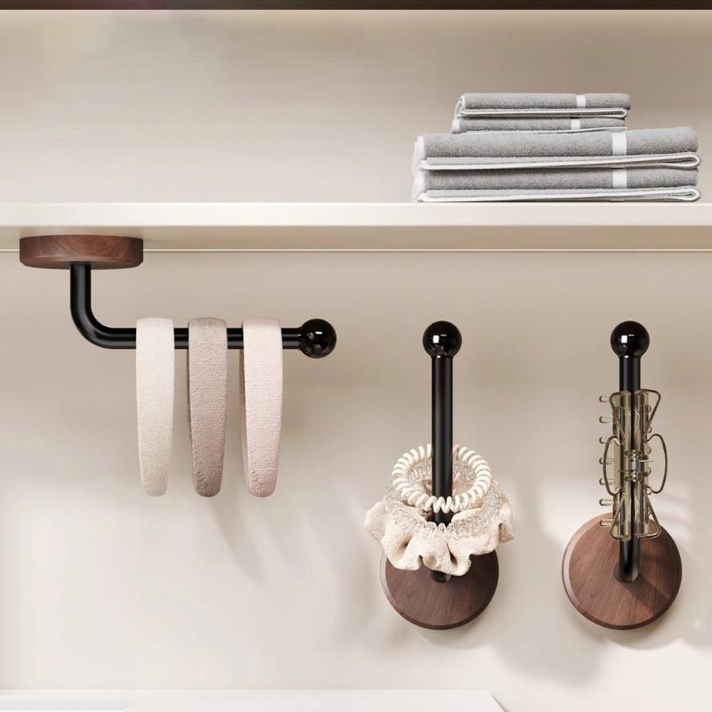 Adhesive Wood Hook Auto Adhesive Home Organizers For Bathroom Storage Drillless Mounting Durable Wooden Design