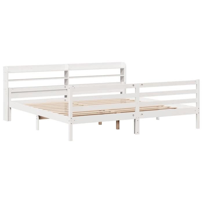 VidaXL Bed Frames and Headboard White 200x200 Cm Solid Pine Wood, Bed, Solid Wood Bed Frame, Bedroom Furniture 3306693