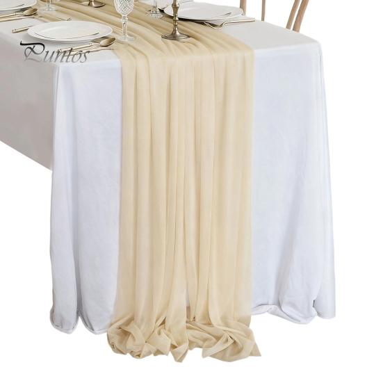 Heat Resistant Table Runner Sheer Flowing Runner, Chiffon Wedding Elegant Solid Color Durable for Dining Home Bridal Shower Party Decor Decorative