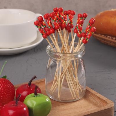 100 Stück/Packung Obstgabel Cocktailspieße Bambusspieße Kandierte Hagebutten Spieße