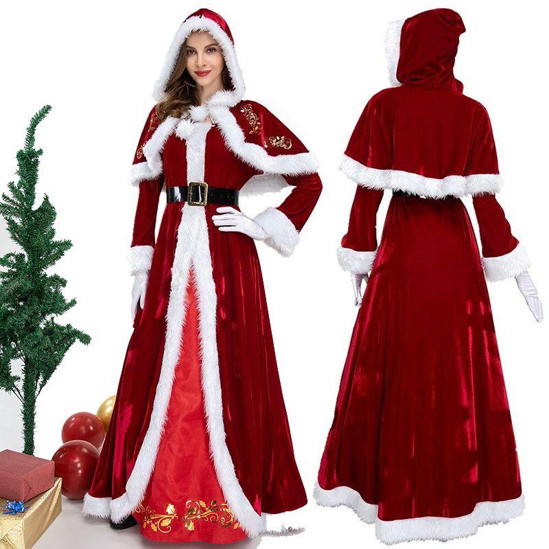 Elegant Deluxe Mrs. Santa Costume For Adults In Luxurious Soft Corduroy Fabric