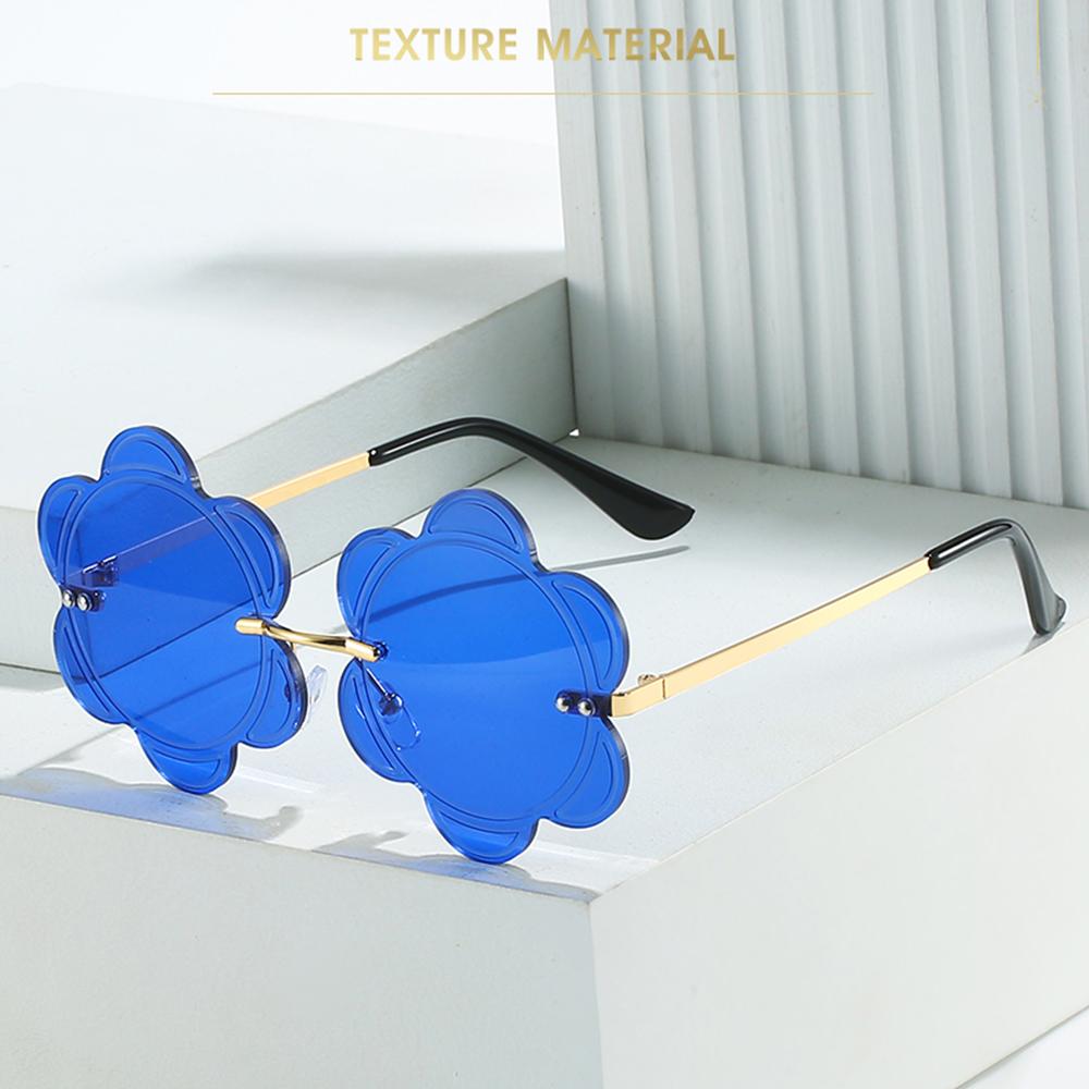 Boho Rimless Party Favor Fashion Sun Glasses Snowflakes Shades Flower Lens Sunglasses Photo Glasses