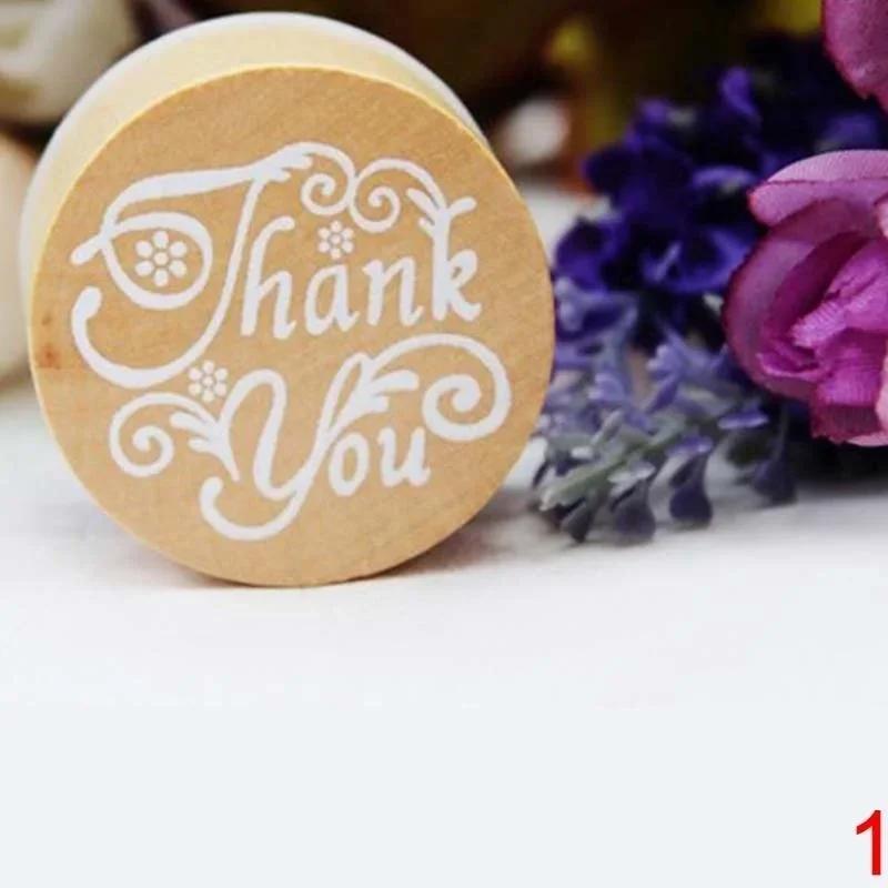 1 Stück Kreativer Retro Runder Holzstempel Beliebter Handschrift Wunsch Sentiment Holz Gummi Runder Stempel Floral Wort Wählen