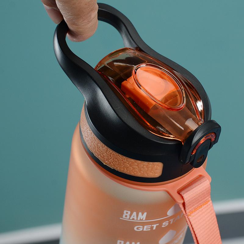 Gradient Color Space Cup, Large Capacity with Handle, Flip Lid, Straw; Portable Outdoor Fitness Sports Water Bottle.