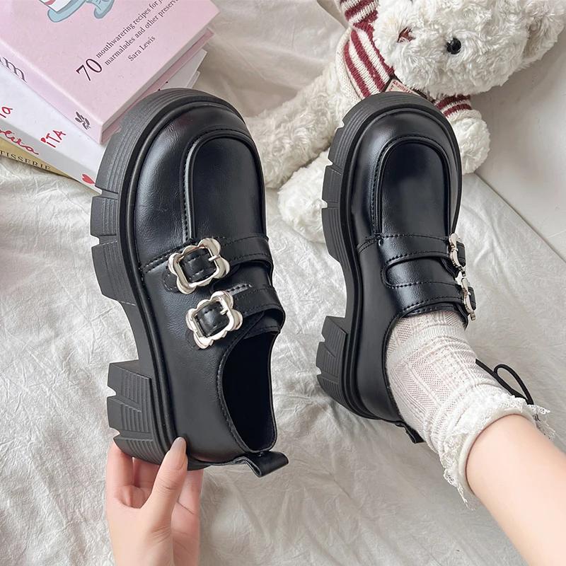 Fashion Women's Shoes 2024 Brand Loafers Women's High Heels Fashion Belt Buckle Office and Career Hot Sale Slip on Solid Platform Heels