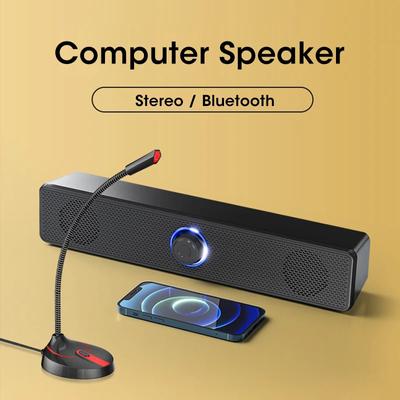 4D Surround Soundbar Bluetooth 5.0 Computer Speakers Wired Stereo Subwoofer Sound Bar for Laptop PC Home Theater TV Aux Speaker