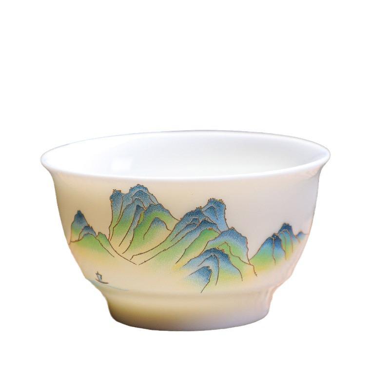 Jade Kung Fu Tea Set: Sheep Fat Dehua White Porcelain Small Tea Tasting Cups - Ideal Gift for Tea Lovers