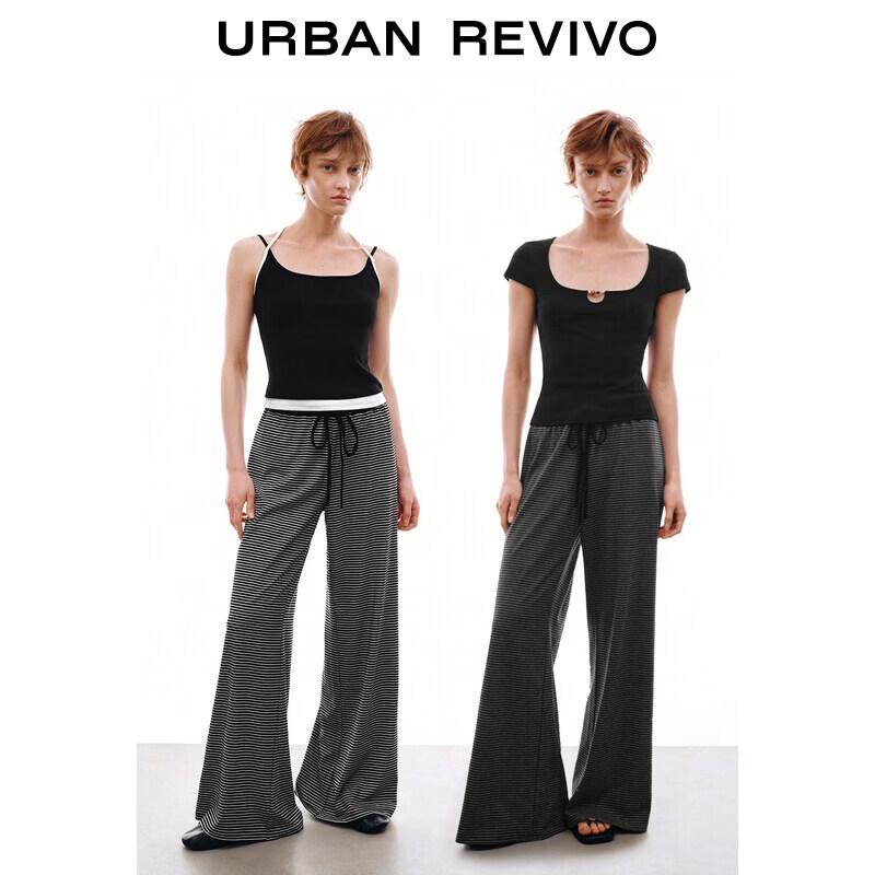 Women s Striped Wide-Leg Drawstring Pants M