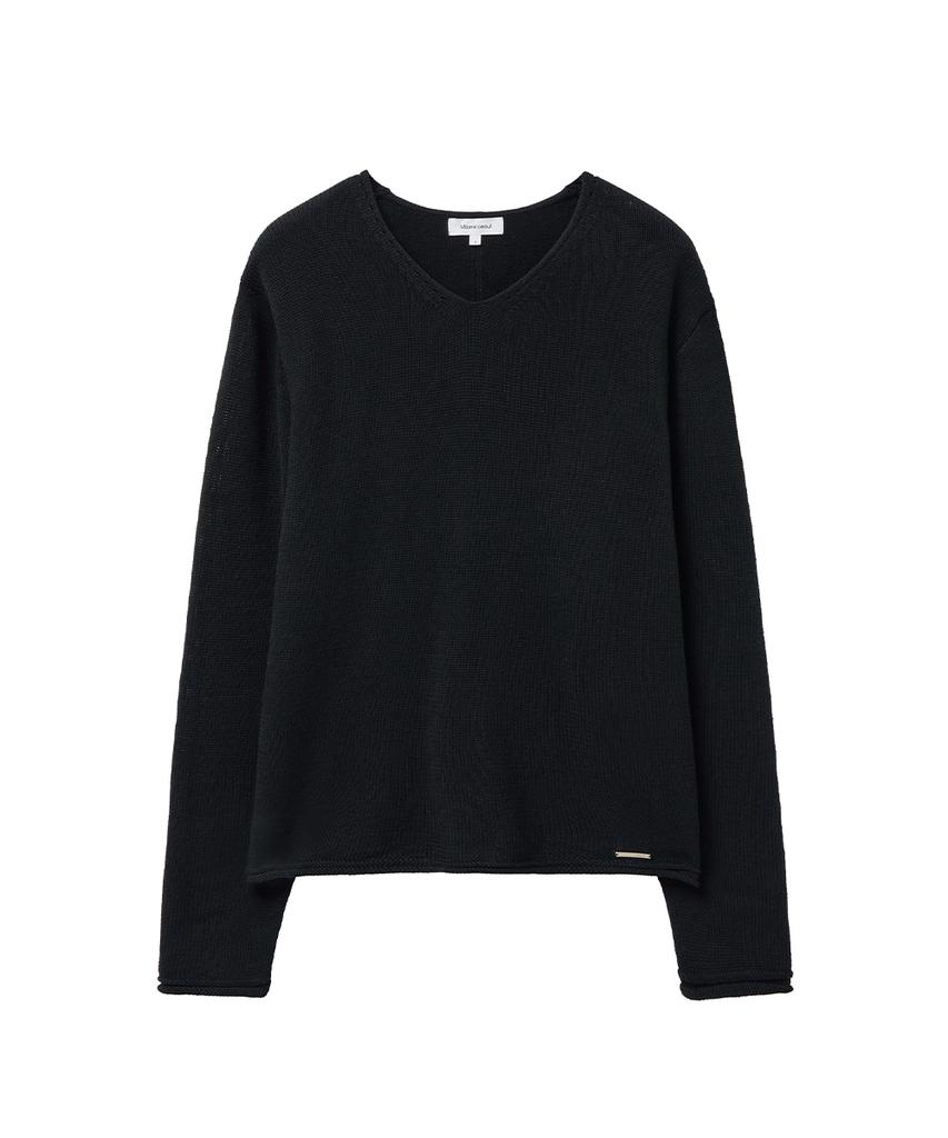 Misekiseoulmaen Vneck Layered Knit Top Black