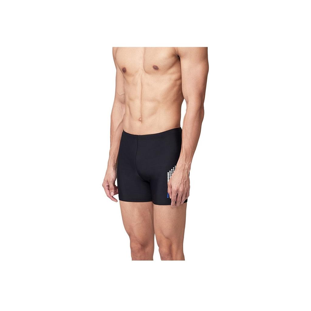 Anta Color Block Simple Slim Fit Square Leg Swim Trunks Men Swimwear Black 1824532401-40