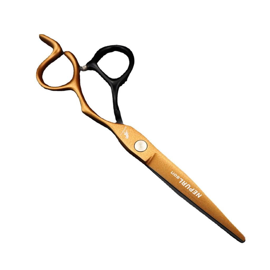 6.0" Black & Gold Notched Handle Napson Hairdressing Scissors: Barber, Straight, Bangs & Thinning Scissors.