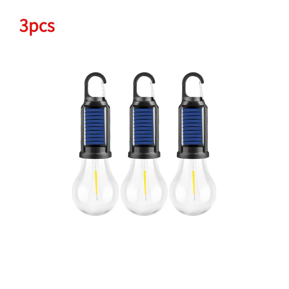 Outdoor Solar Powered LED Lamp Bulbs USB Charging Camping Light Portable Night Light Waterproof Flashlight Hook Up Handheld Lamp
