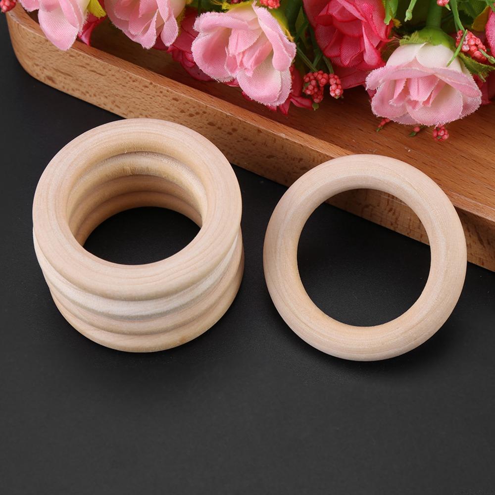 50PCS Wood Handmade DIY Wood Wooden Rings Round Unfinished Surface Unfinished Wood Rings 50MM Wooden Circles DIY Crafts