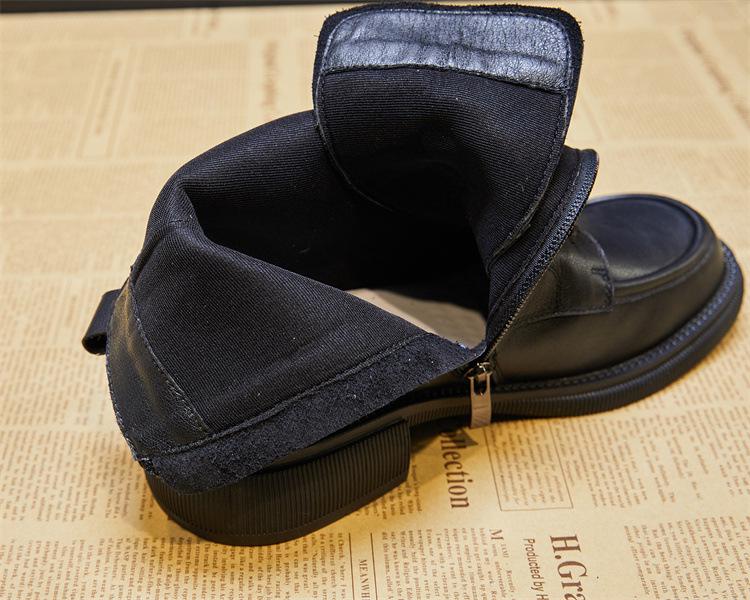 Molett Méretű Valódi Bőr Félvádli Bokacsizma Nőknek, Brit Stílusú, Ősz/Tél 2022, 41-43-as Méret.