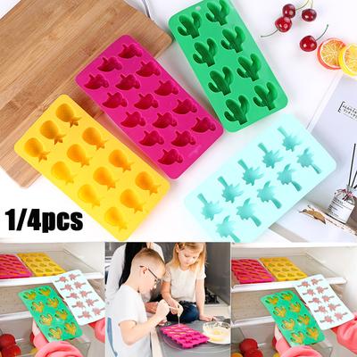 Ice Cube Tray Food Grade Silicone Cactus Flamingo Pineapple Coconut Tree Shape Ice Mold For Drinks Whisky Ice Making Accessory