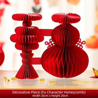 Red Honeycomb New Year Decorations with Tassel Hanging Style Christmas Tree Ornament Paper Paper Honeycomb Lantern New Year Eve