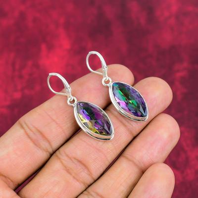 Mystischer Topas 925 Sterling Silber Ohrringe, handgefertigte Edelstein Schmuck Ohrringe, für den Gedenktag