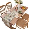 ZISIZ Birds and Flowers Fabric Table Runner with Tassels