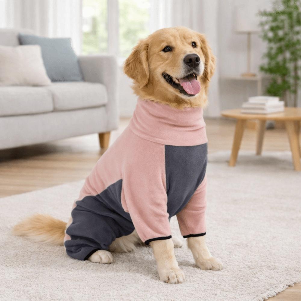 Costum de iarnă impermeabil pentru câine cu guler înalt, cu patru picioare, haine din fleece pentru câine, activități în aer liber