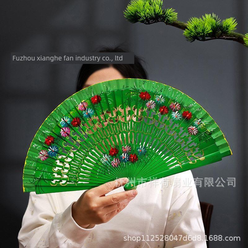 Hand-Painted Fans, Classical Folding Fans, European-Style Spanish Wooden Fans, Fans to Match with Cheongsam, Chinese-Style Vintage Folding Fans
