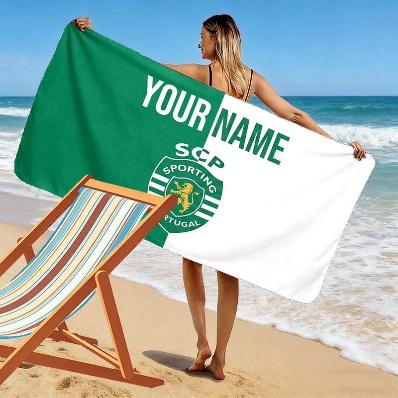 Custom Name,Sporting CP Print Beach Towel, Large Soft Quick Dry Towel for Beach Camping Swimming