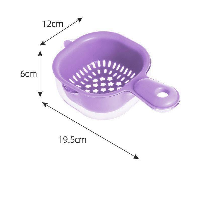 

1Pcs Dopamine Drainage Basket Fruit Washing Artifact Double-Layer Food Grade Thick Wall Hanging Fruit Basket Kitchen Purple