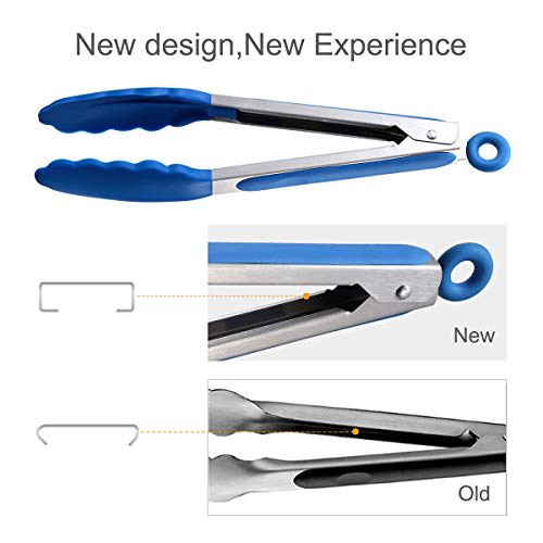 Hotec Prémiové nerezové uzamykatelné kuchyňské kleště se silikonovými špičkami, Sada 3 kusů - 7", 9" a 12", Vícebarevné