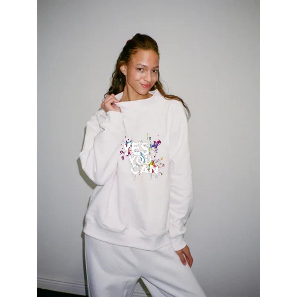 Women's Autumn Trendy Cross-Border Heavyweight Loose Hoodie with Mid-High Collar and Long Sleeves