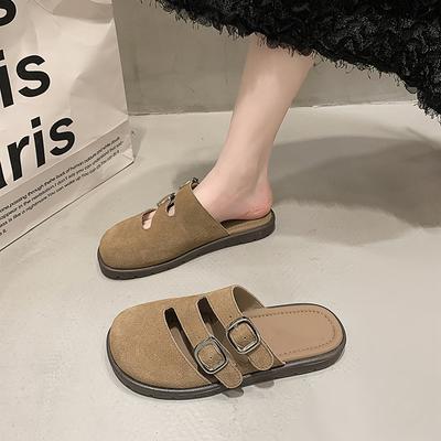 Fashion Shoes Woman 2024 Trend Women's Suede Mules Slippers Platform Flats Boston Clogs Sandals Fashion Outdoor Slip On Beach Sandalias