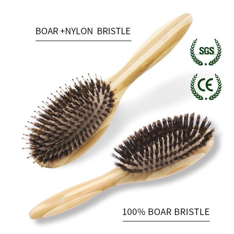 Boar Bristle Hair Brush Wholesale Bamboo HairBrush Natural Boar Hair Brush Customized Logo
