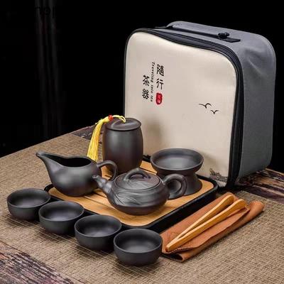 9 Pcs Set Teawere Retro Designer Cool Purple Sand Ceramic Teapot Set Travel Kong Fu Tea Kit Porcelain Purple Sand Pot Infuser