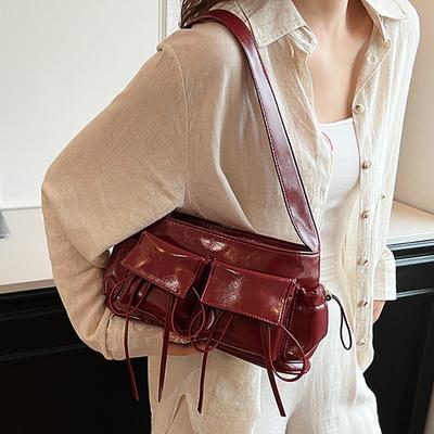 Large Capacity Arch Bags for Women Red Armpit Bags Versatile One Shoulder Casual Bag Retro New