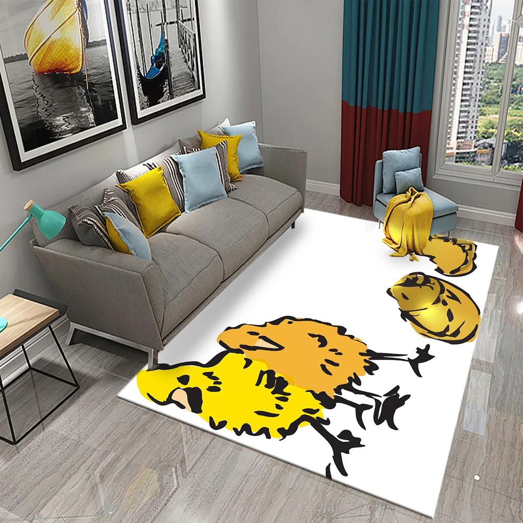 3D Cartoon Cute Cock Chicken Pattern Printed Carpet for Kitchen Living Room Bedroom Bedside Non-slip Absorbent Carpet Home Decor