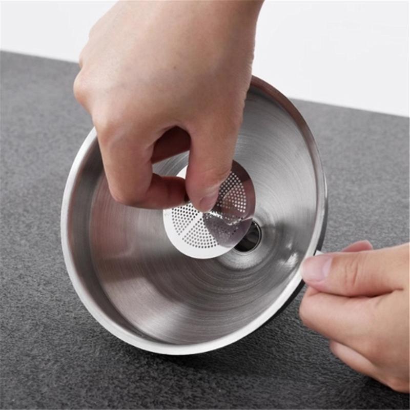 304 Stainless Steel Funnel with Slag Filter Detachable Kitchens Accessories Oil Wine Sub-funnel Mesh Colander Cooking Tools