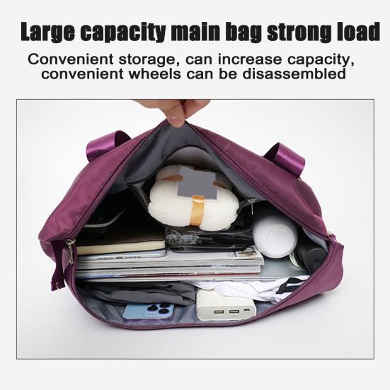 Travel Luggage Bag Trolley Bag with Wheels Waterproof Expandable Overnight Bag Portable Collapsible Weekender Bag for Travel Shopping Gym