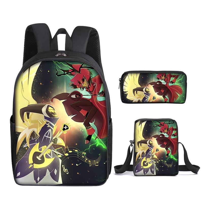 Klassiek Populair Helluva boss 3D Geprint 3 stuks/Set leerling Schooltassen Laptop Dagrugzak Rugzak Schuin geplaatste schoudertas Etui