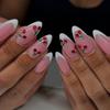 French Style Press On Nail 24 Pcs Glossy Finish Stick on Nail with Fruit Designs Suitable for Work and Social Event