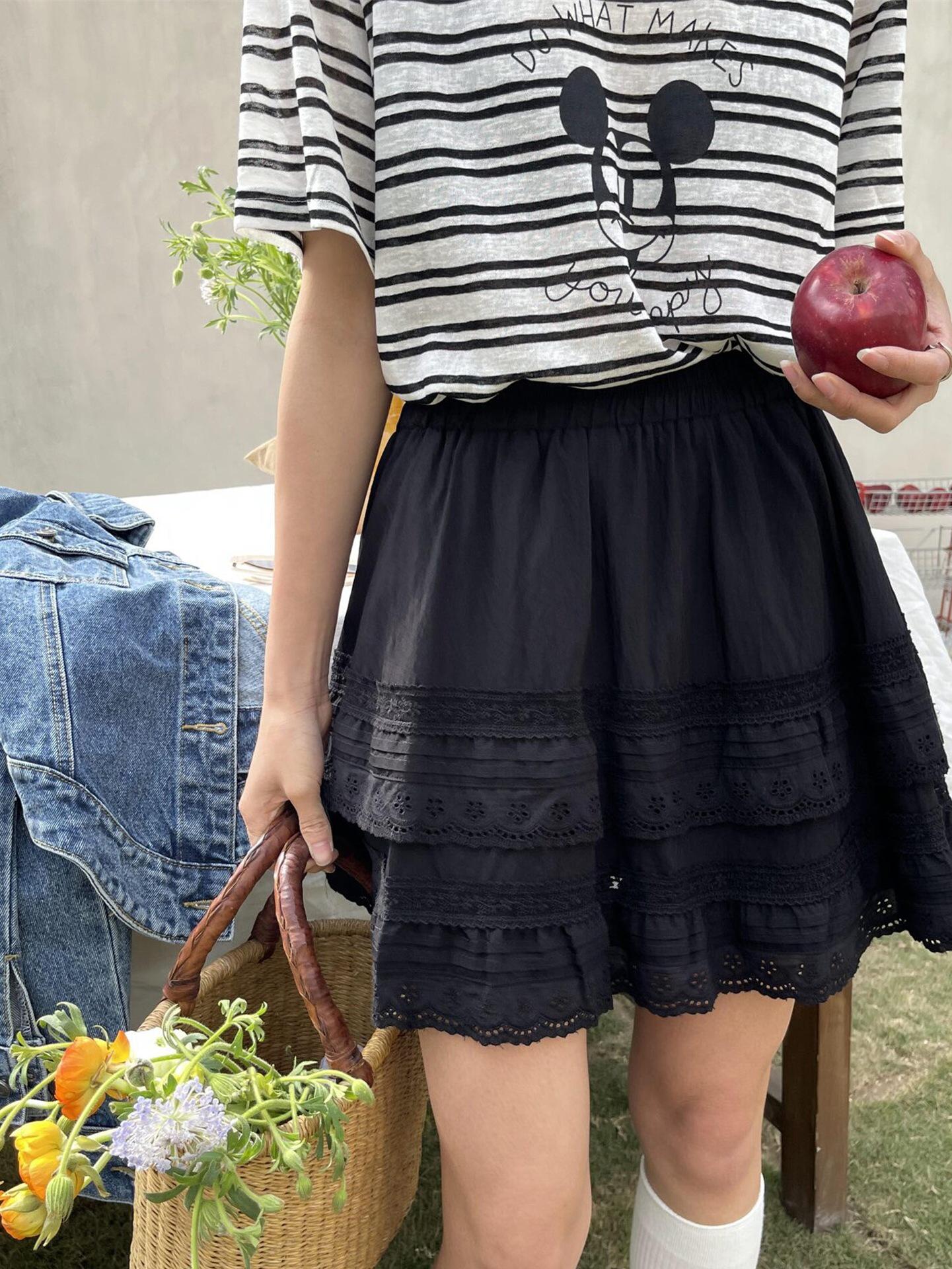 

Women s Retro Lace High Waist A-Line Fluffy Skirt – Sweet Summer Crochet Design Extra Large чёрный