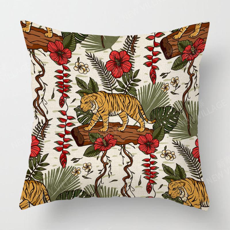 Home Decor Exotic Jungle Animals Pillow Covers For Home Pattern Cushion Cover Suitable For Sofa Bedroom Car Pillow Cover